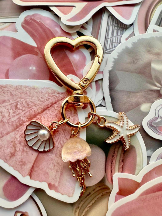 golden jellyfish ocean glow bag charm