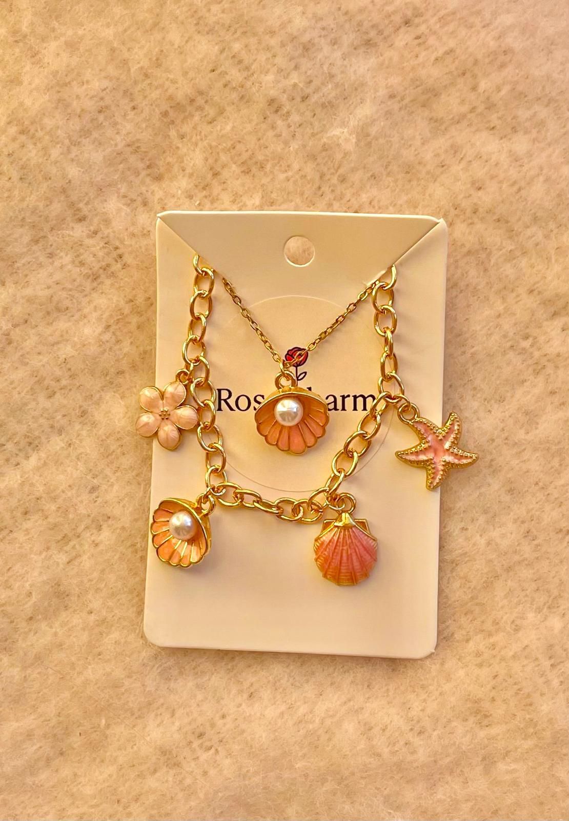 *sweet pink pearl flower charm bundle