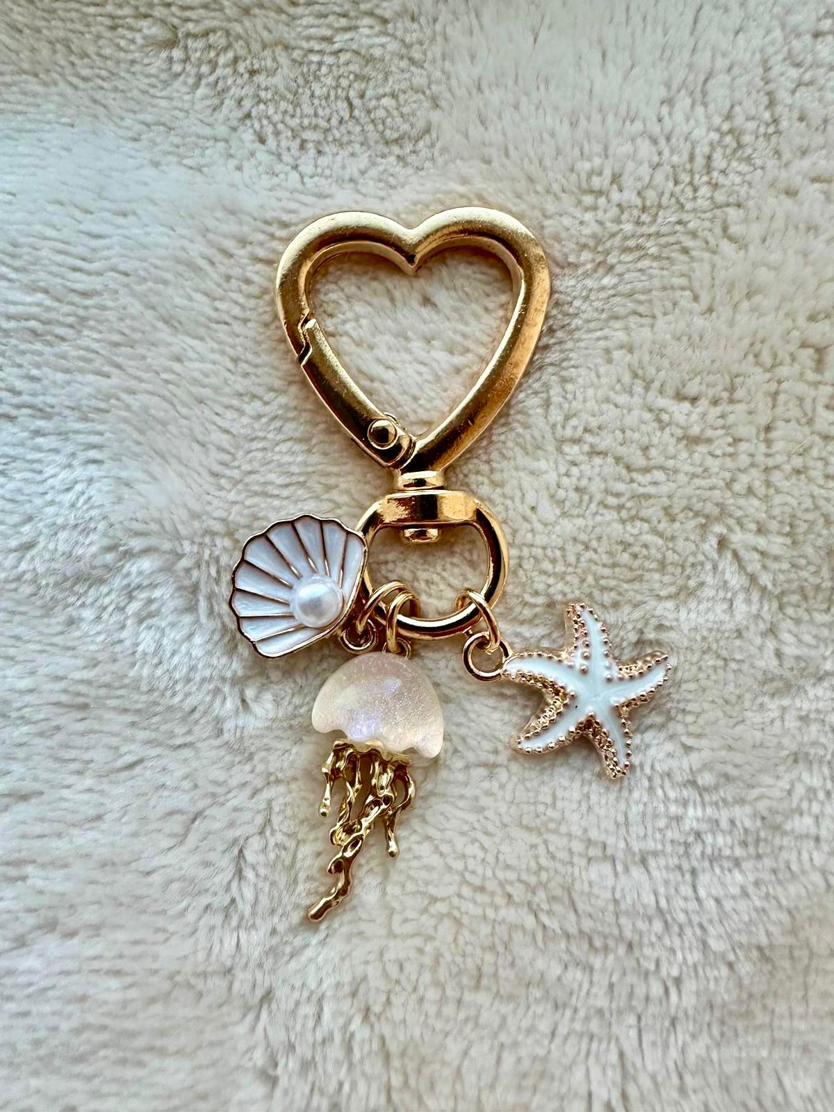 golden jellyfish ocean glow bag charm