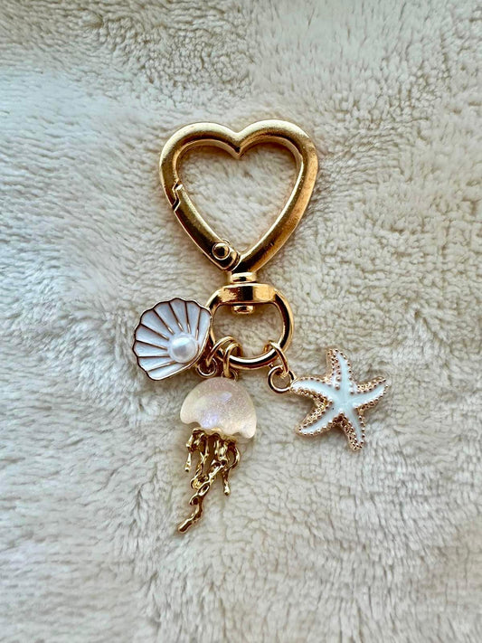 golden jellyfish ocean glow bag charm